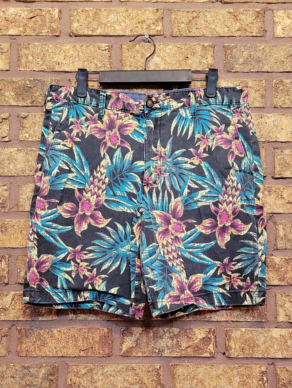 George Tropical Flat Front Shorts Size 32 Cotton Stretch Summer Casual